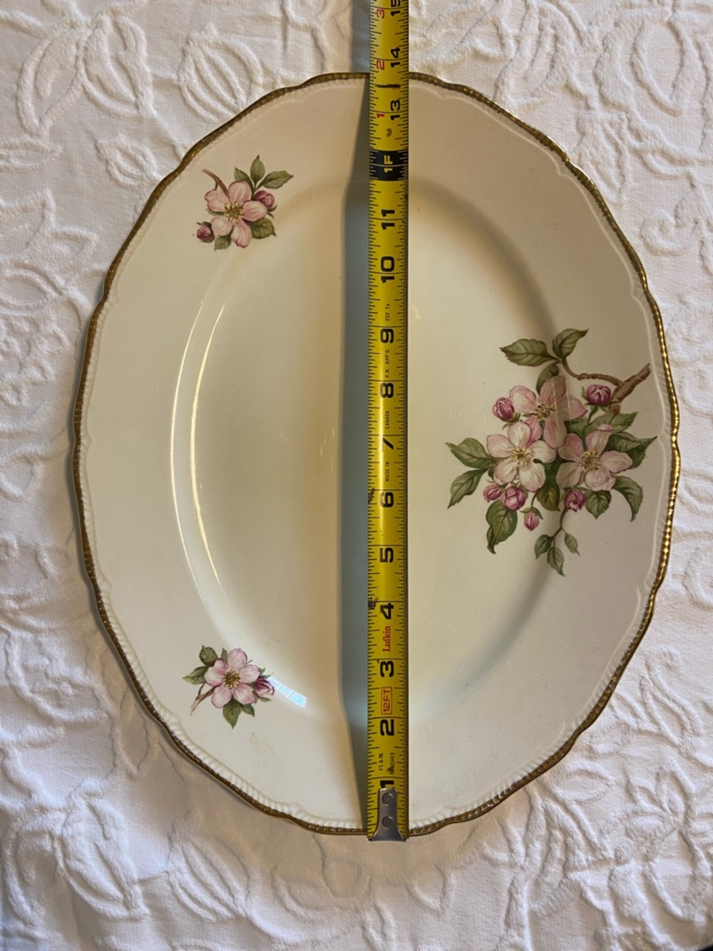 Vintage Royal Swan Blossomtime Cream Floral Porcelain Platter 24kt Gold Trim - Picture 5 of 6